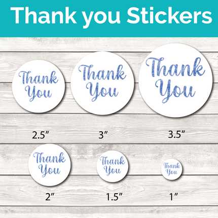 Thank You Stickers - Glitter Royal Blue