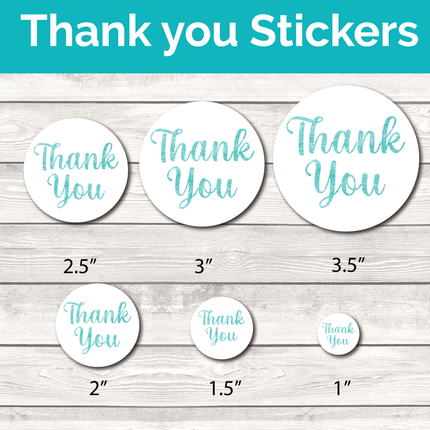 Thank You Stickers - Glitter Teal