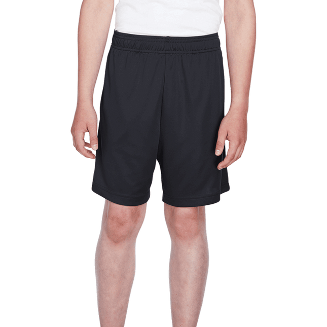 Youth Performance Shorts sold by RQC Supply Canada shown in black colour