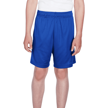 Youth Performance Shorts sold by RQC Supply Canada shown in sport royal colour