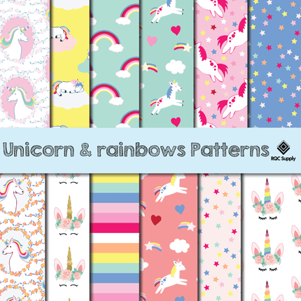 12" Unicorns and Rainbows Pattern Vinyl