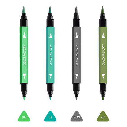 Shades of Green metallic markers sold by RQC Supply Canada located in Woodstock Ontario