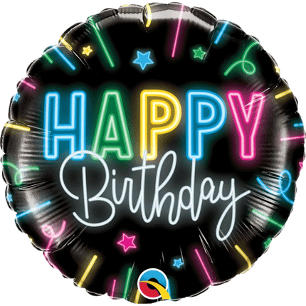 Happy Birthday Neon Mylar Balloons sold by RQC Supply Canada