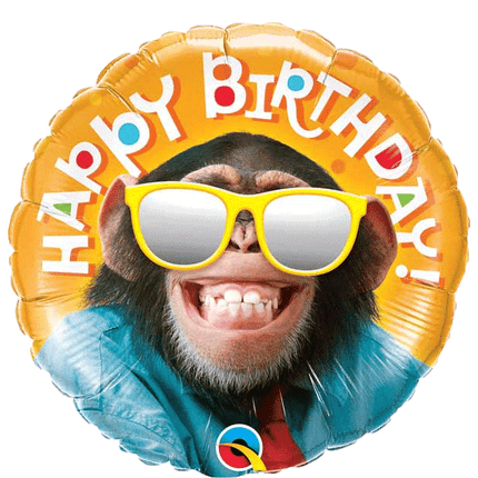 Happy Birthday Smiling Chimp Mylar Helium Filled Balloons sold by RQC Supply Canada