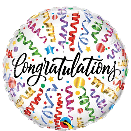 Congratulations Streamers Helium Filled Balloons sold by RQC Supply Canada located in Woodstock Ontario
