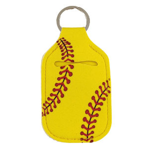 Yellow baseball hand sanitizer sports key chain with clear bottle sold by RQC Supply Canada