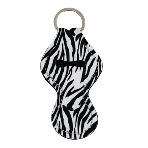 White Zebra Chapstick Keychain Chapstick holder sold by RQC Supply Canada